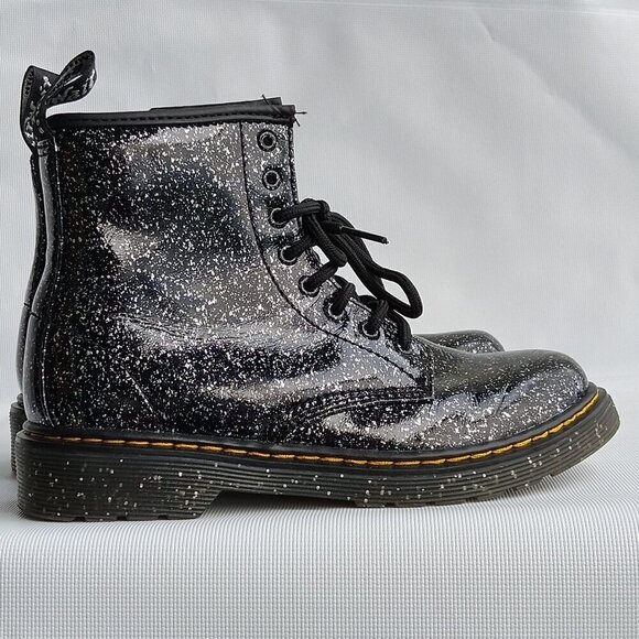 Dr. Martens Silver Speckled Size US 3 Zipper Lace Boots Black 1460J AW004 - Picture 1 of 5